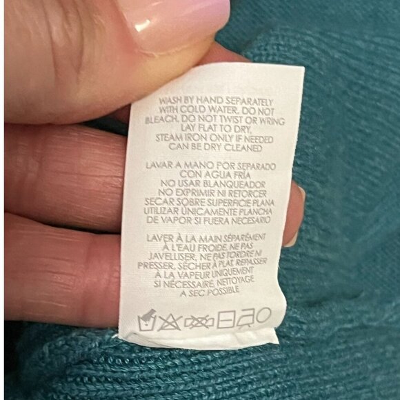 Cabi Teal Faux Fur Removable Collar Cardigan Sweater Button Front 3018 Medium - Picture 10 of 11